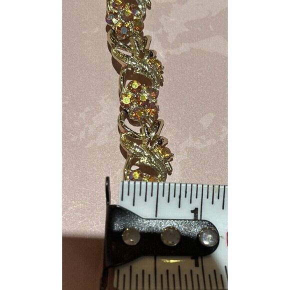 Vintage Aurora Borealis FLOWER LEAF DESIGN CHOKER NECKLACE 16in Mermaid Fairy - Picture 10 of 10